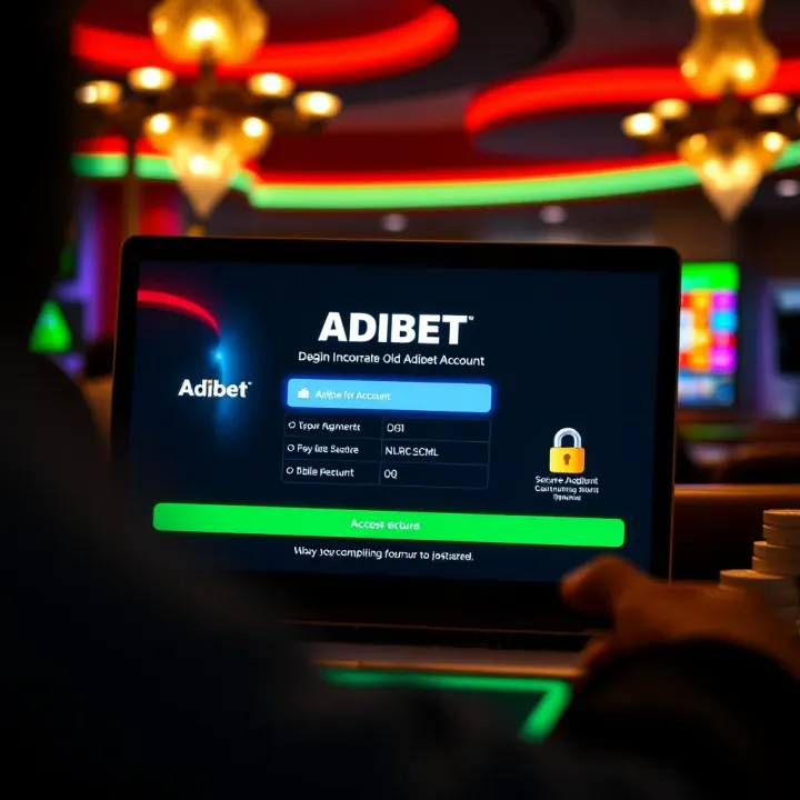 User interface showing Adibet account login screen with secure access options