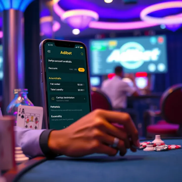 User checking Adibet account on mobile device