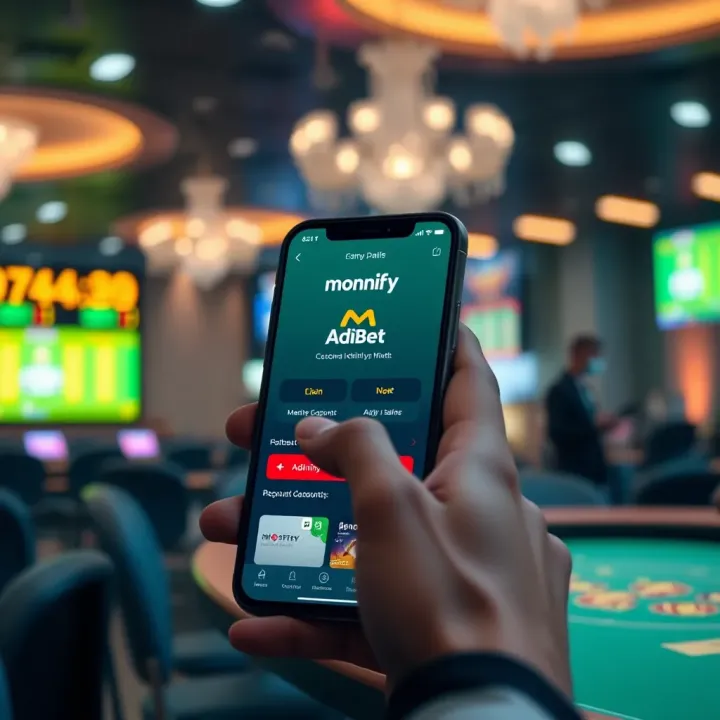 User linking AdiBet account to Monnify app on smartphone screen
